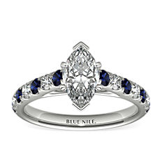 Riviera Pavé Sapphire and Diamond Engagement Ring in Platinum (0.25 ct. tw.)